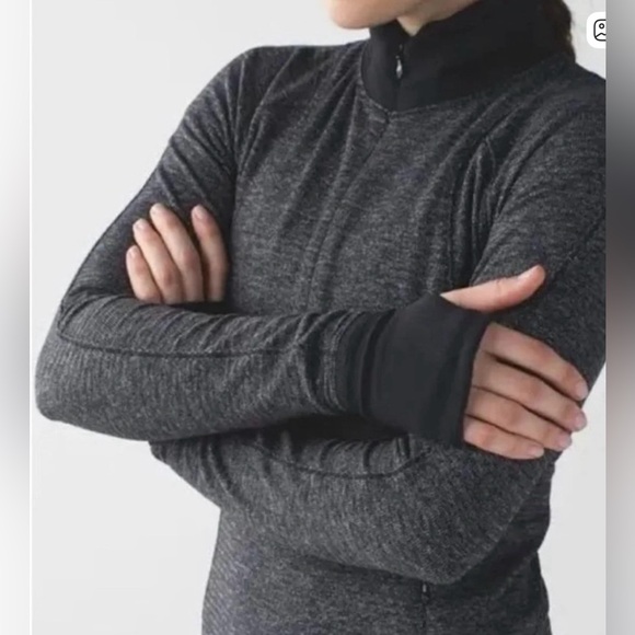 Lululemon Runderful 1/2 Zip Check Pique Black Heather Top Size 10 - Picture 2 of 11